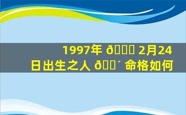 1997年 🕊 2月24日出生之人 🌴 命格如何